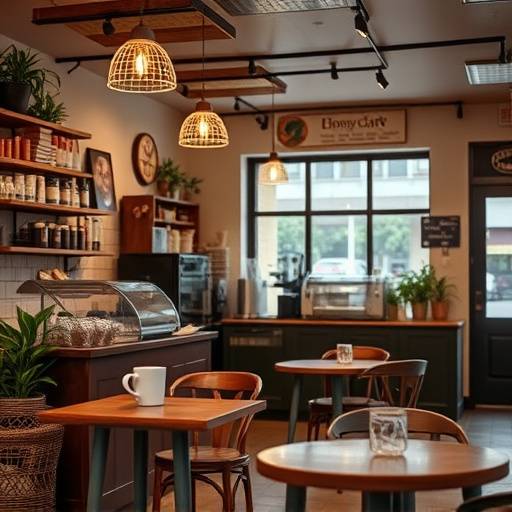 A nicely arranged coffee shop interior used for commercial photography.