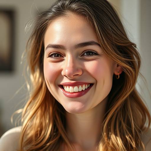 A smiling woman in a natural light portrait.